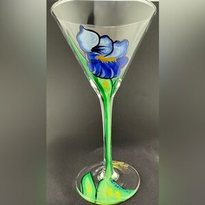 "Magellan Iris" collection artist Debbie Arbizzani Hand-painted blue iris.